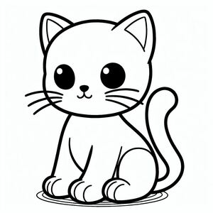 A black and white drawing of a cat