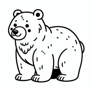 A black and white drawing of a bear