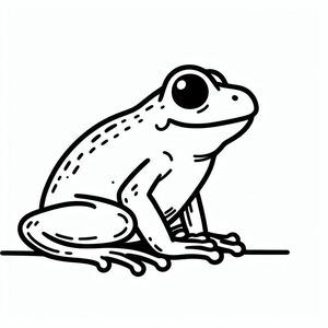 A black and white frog sitting on the ground