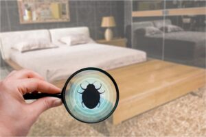 Bed bugs in a bedroom