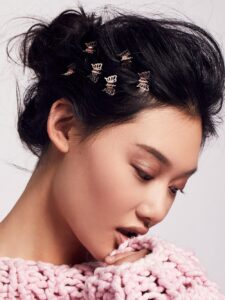 Messy Bun With Butterfly Clips