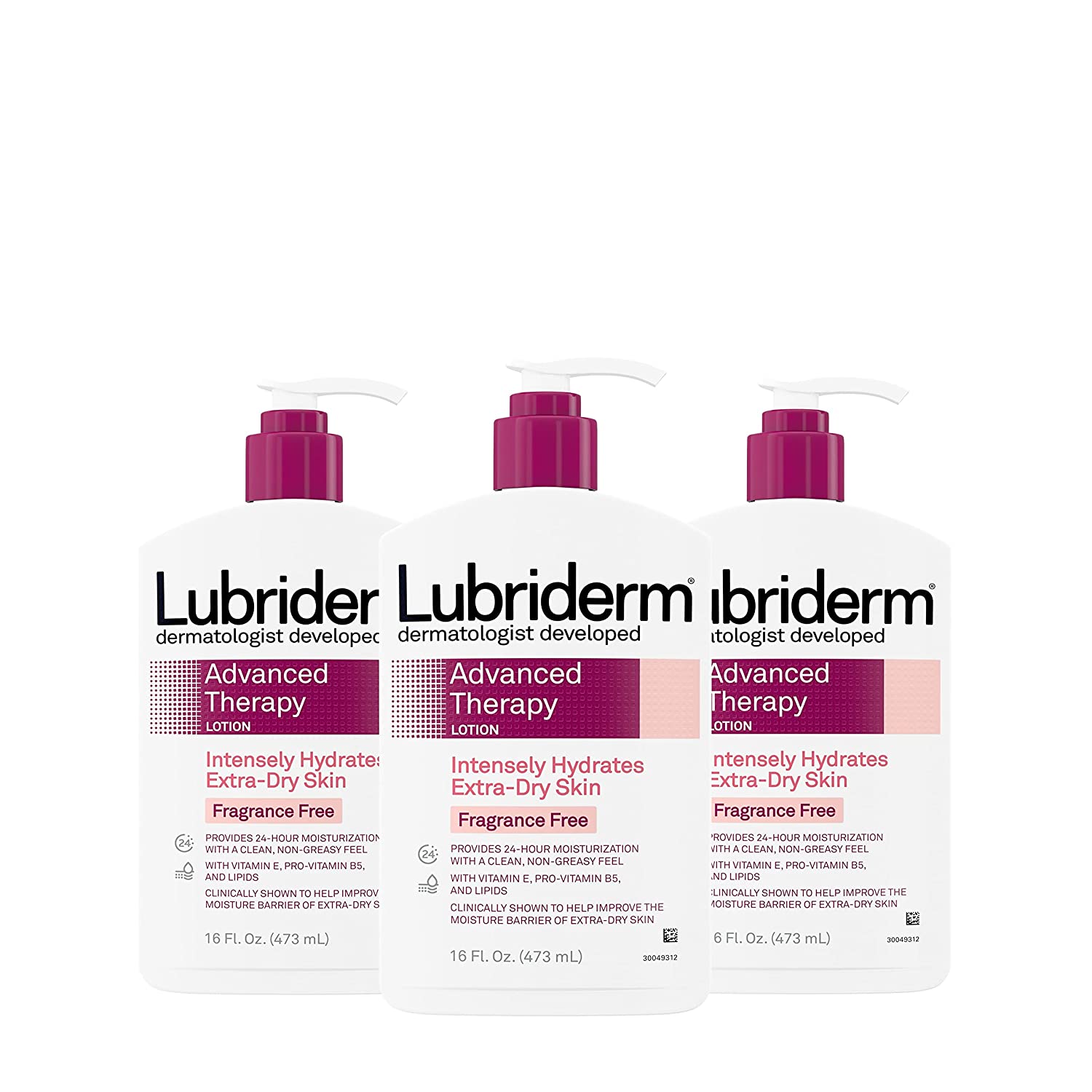 Lubriderm Advanced Therapy Fragrance Free Moisturizing Lotion with Vitamins E and Pro Vitamin B5 Intense Hydration for Extra Dry Skin