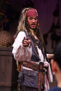 A Jack Sparrow cosplay actor in Disneyland