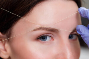 An eyebrow threading process