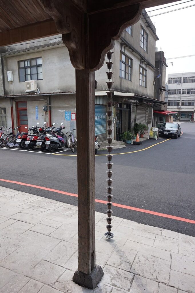 Rain chain in a terrace