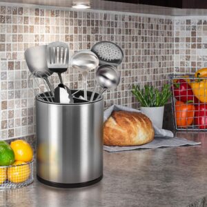 Nieifi Extra Large Rotating Stainless Steel Kitchen Utensil Holder with Drain Holes