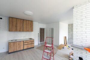 An empty kitchen area