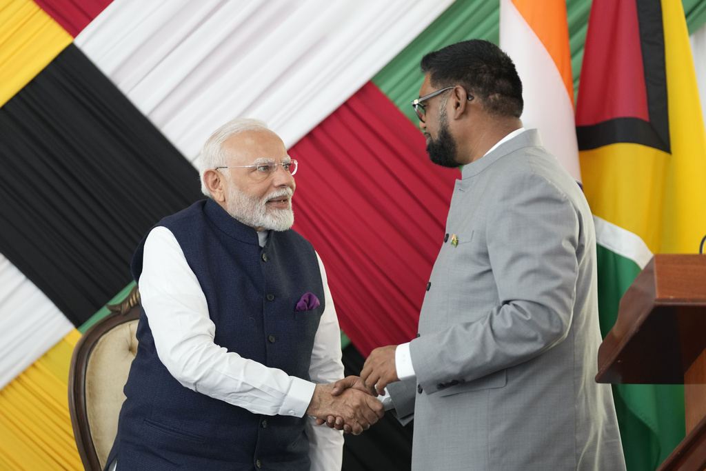 India's prime minister meets with Caribbean leaders in Guyana with security in mind