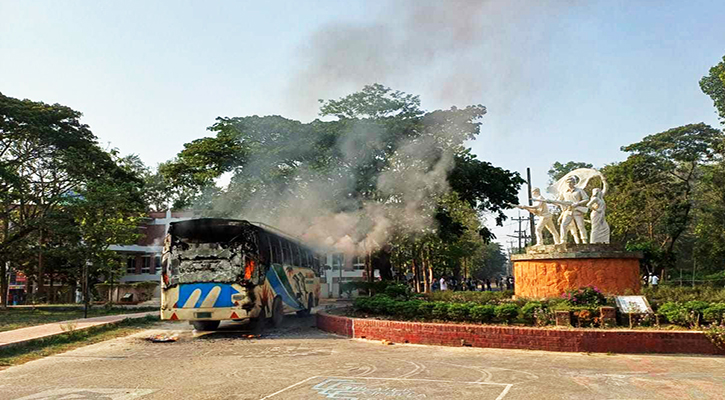 Cuet students set fire to bus protesting closure