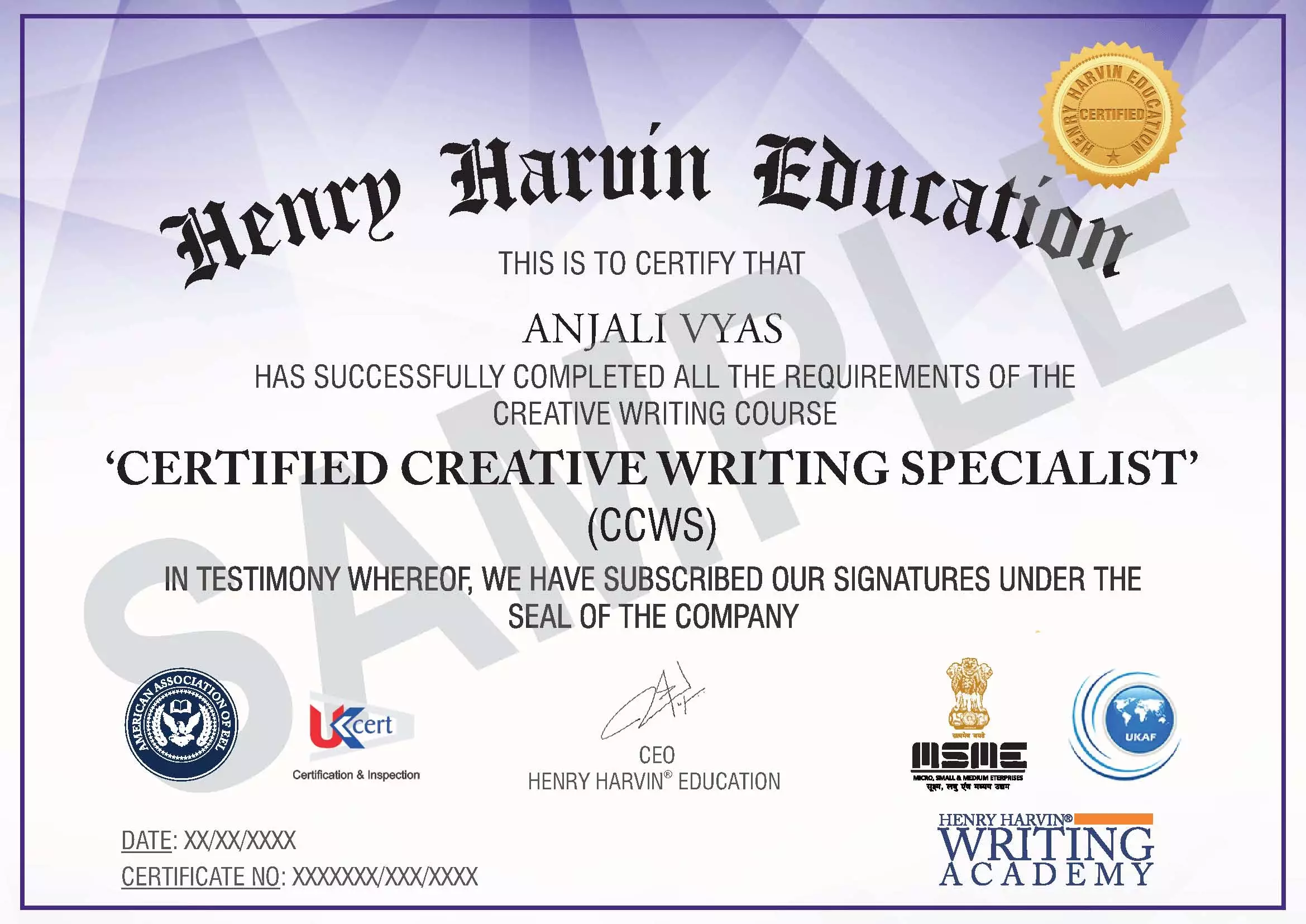 certificate course in creative writing