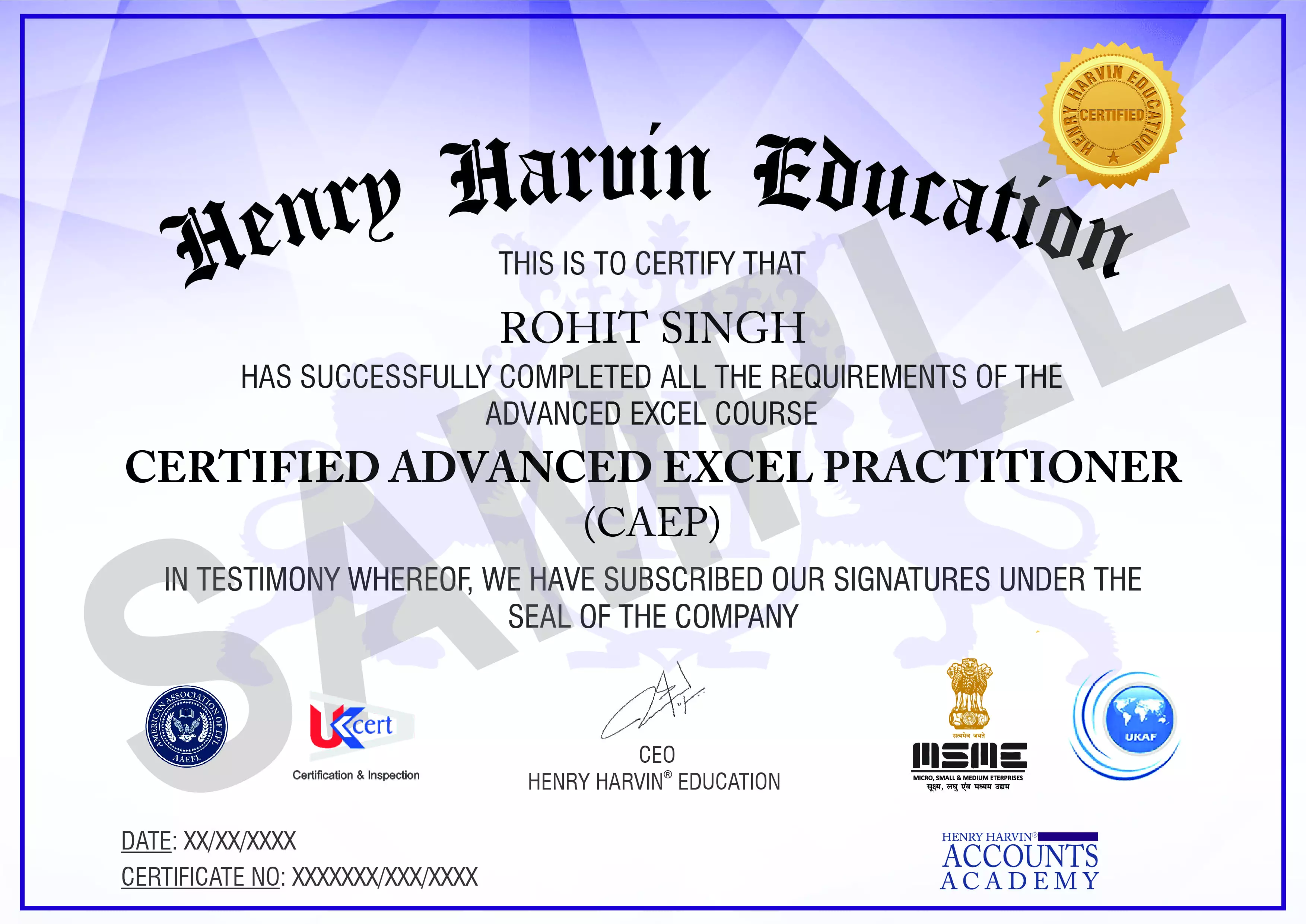 henryharvin sample certificate
