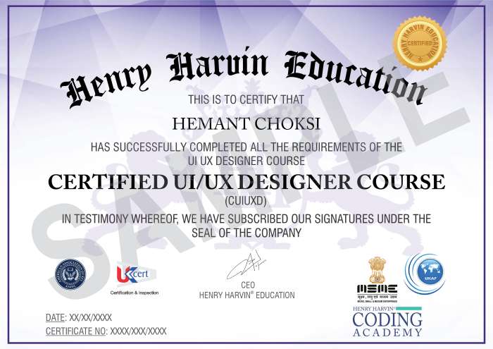 UI UX Designer Course and Training Certification- Henry Harvin® in Indore