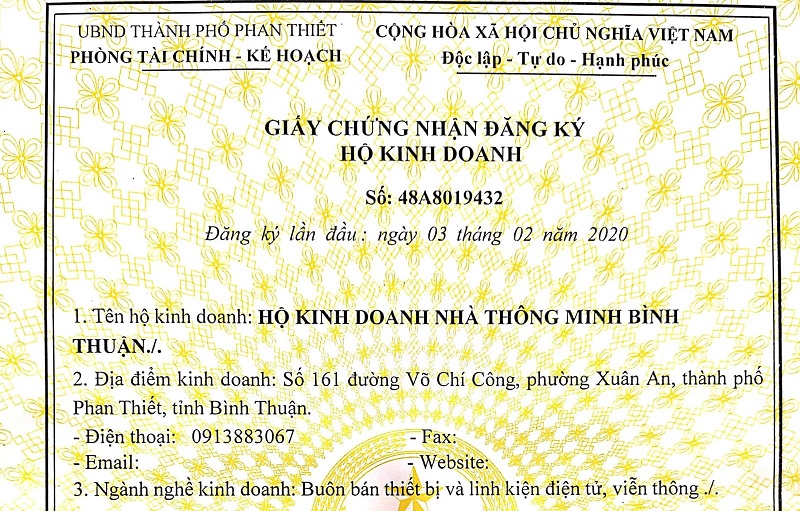 Đơn đề nghị cấp giấy chứng nhận đăng ký hộ kinh doanh