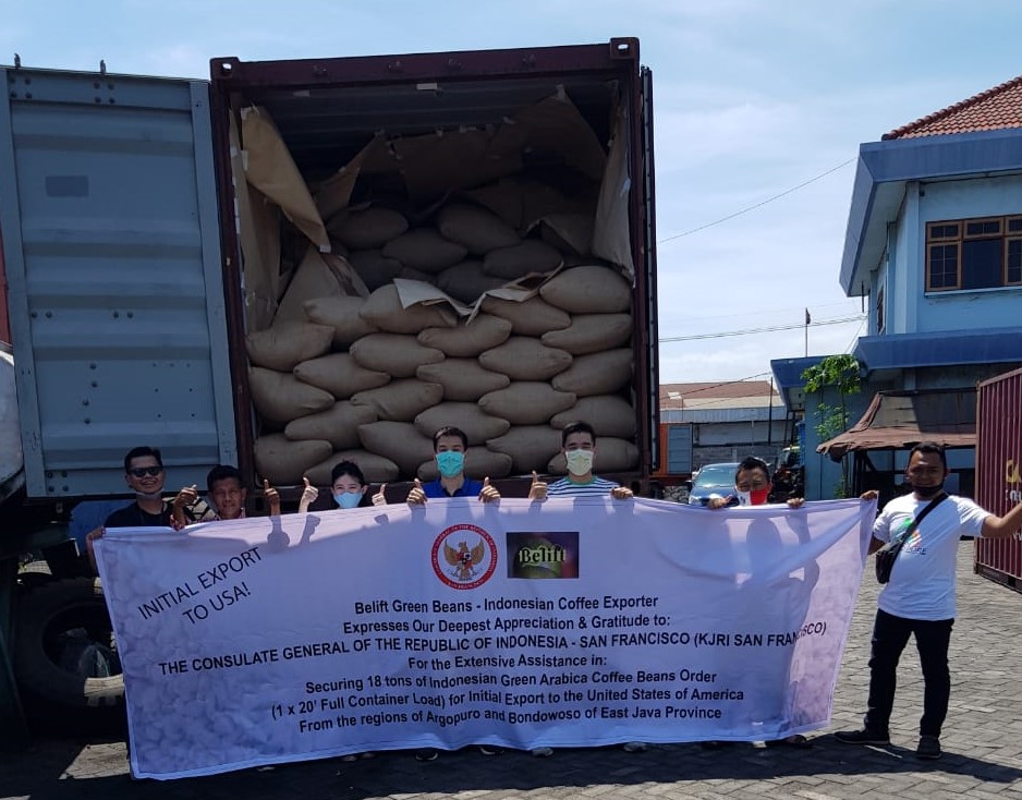 18 tons of Indonesian arabica coffee arrive in San Francisco