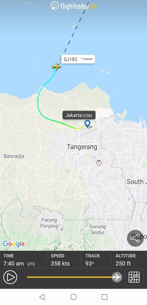 Sriwijaya Air bawa 62 orang jatuh di Laut Jawa