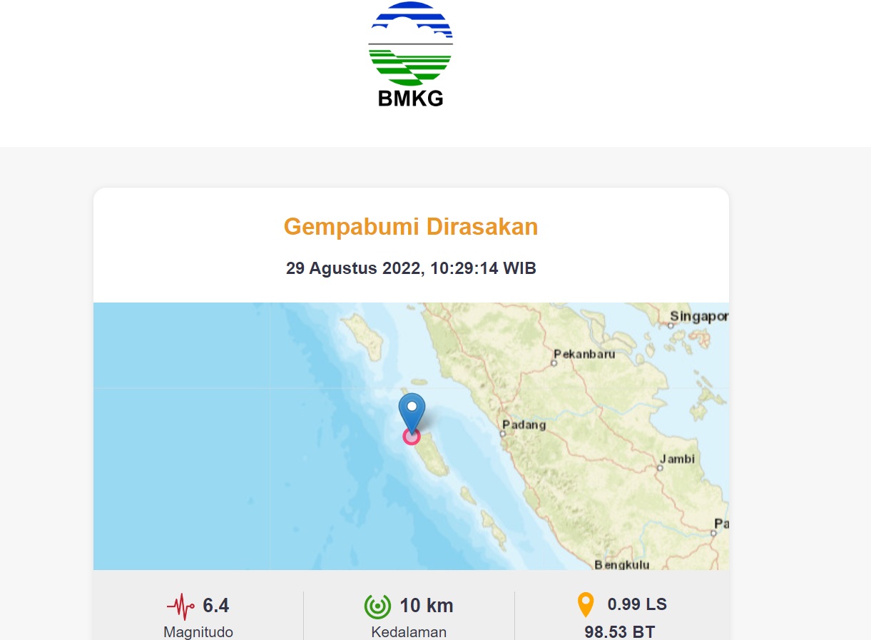 Earthquake in western Indonesia