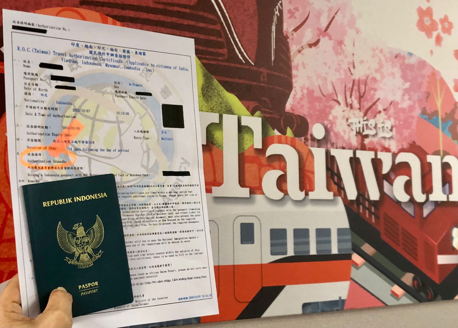 Syarat pengajuan E-visa Taiwan