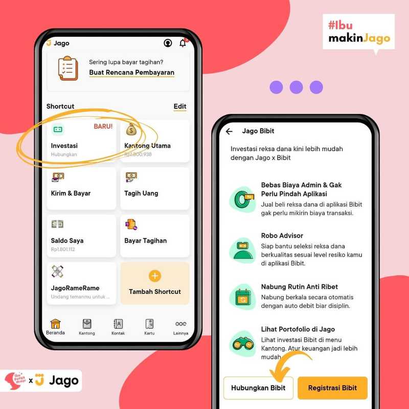 Integrasi aplikasi Jago dan Bibit