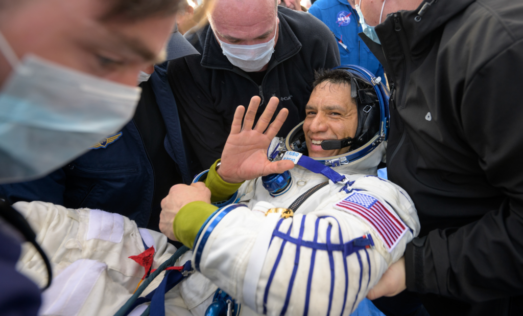 NASA Astronaut Frank Rubio being carried by rescue crew