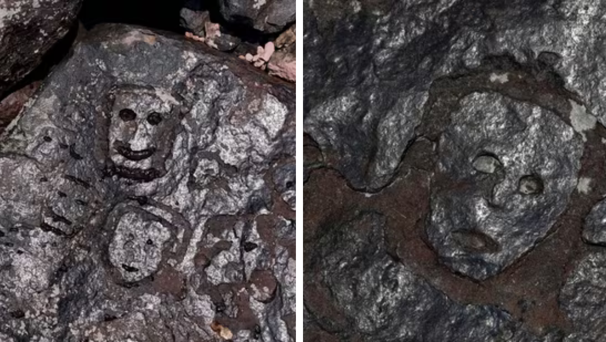 Brazil's Drought : Human faces carved in Rocks