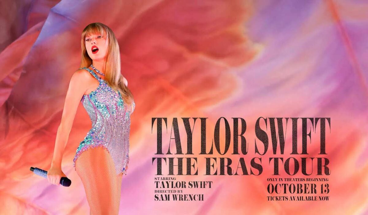 Taylor Swift's ERAS TOUR Concert Film Poster posted by her on Instagram.