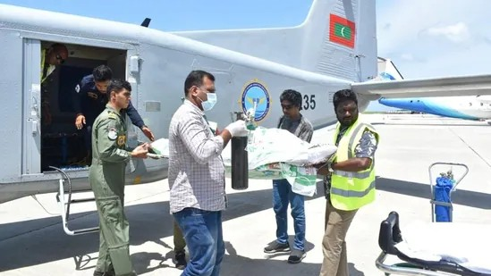 Indian support for medical evacuation in Maldives.