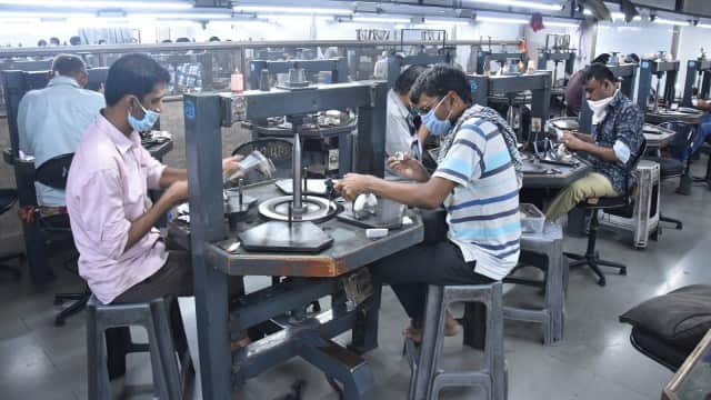 Diamond workers in a factory in Surat