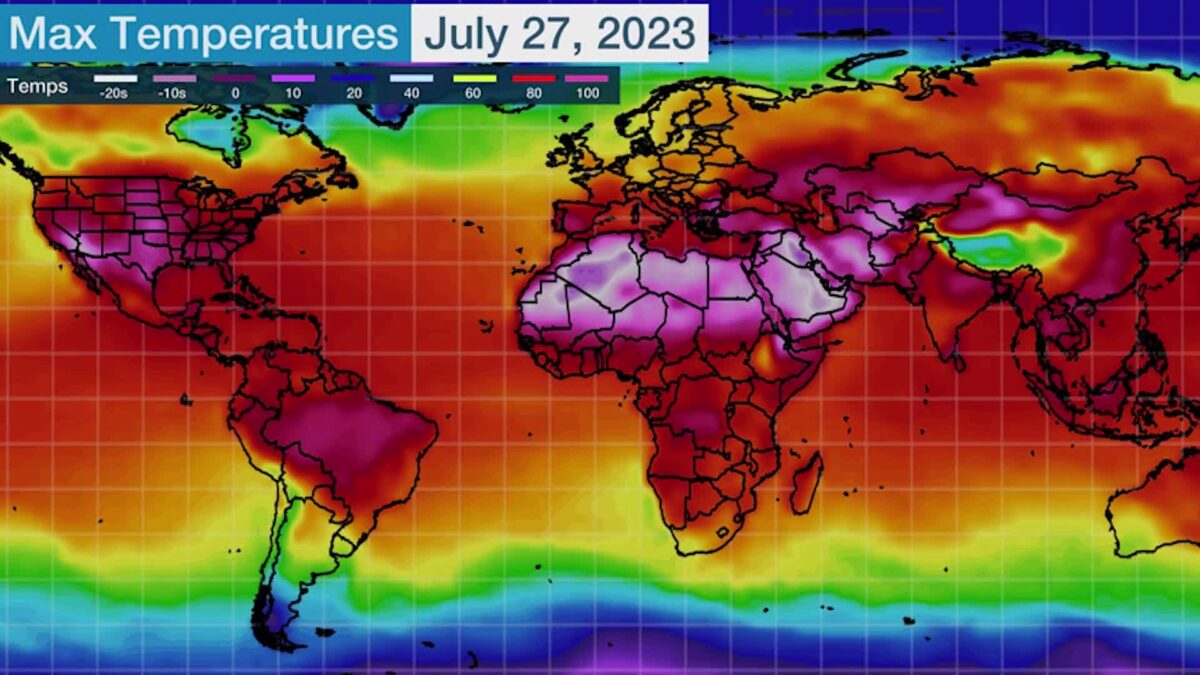 Climate change impact on July 2023 temperatures