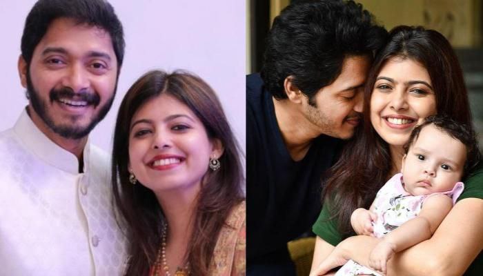 Actor Shreyas with his wife and daughter
