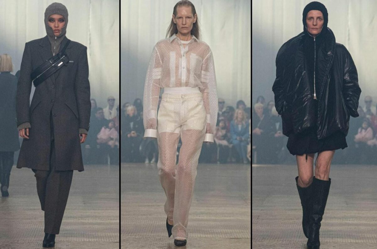 Three models donning Helmut Lang in NYFW 2024
