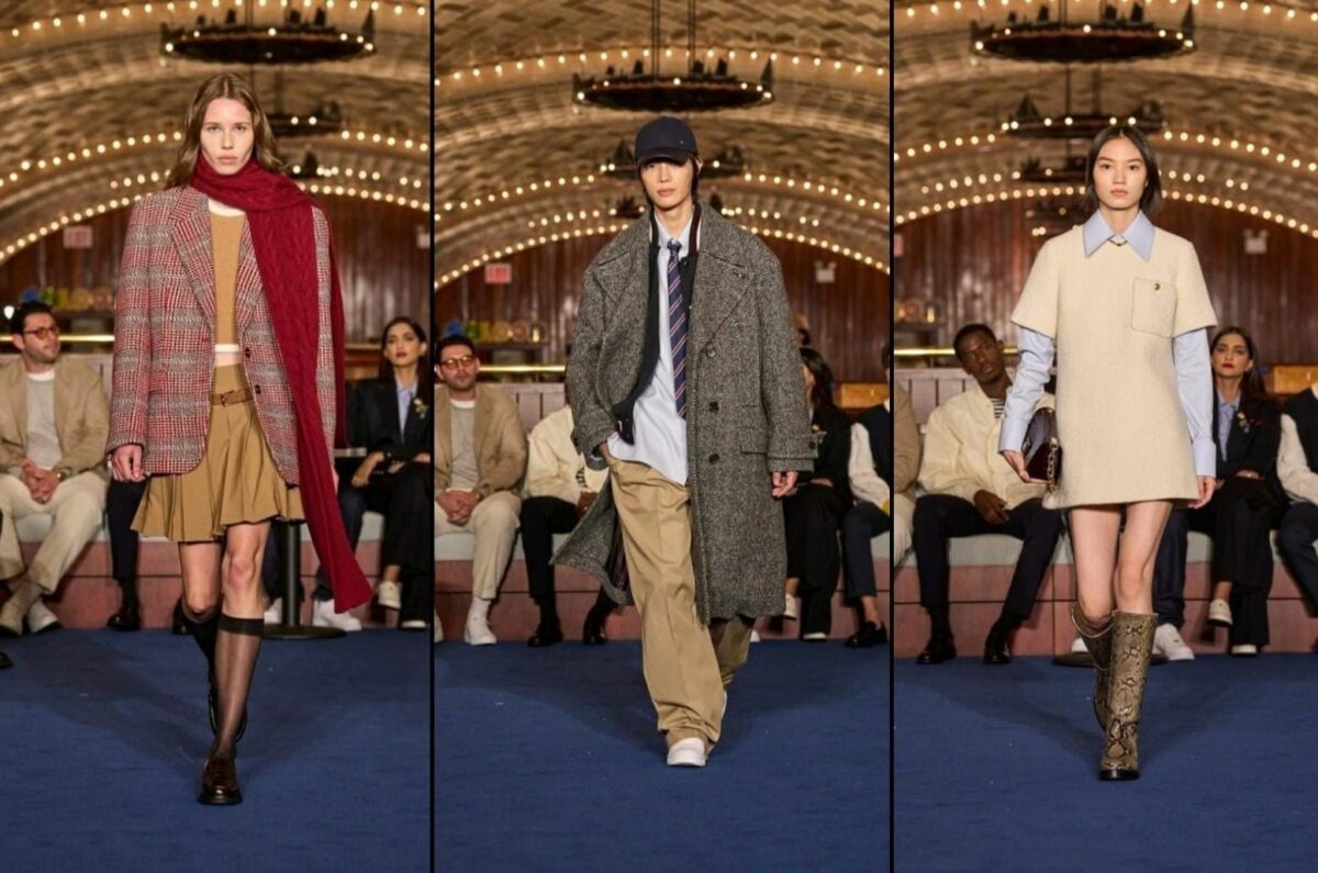 Three models donning Tommy Hilfiger in NYFW 2024