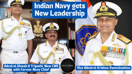 "Admiral Dinesh K Tripathi takes charge as 26th Chief of Indian Navy, Vice Admiral Krishna Swaminathan appointed Vice Chief"
