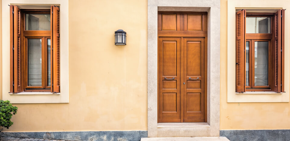 A wooden door coated with Sayerlack wood coating