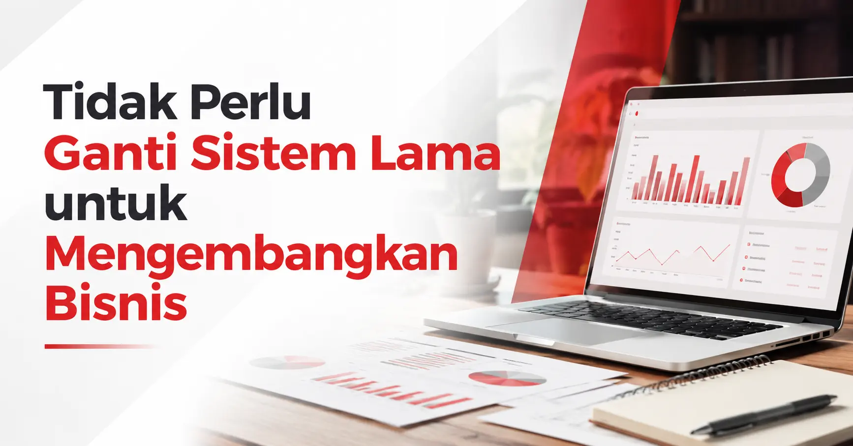 Ilustrasi integrasi sistem perusahaan yang menghubungkan ERP, Business Intelligence, IoT, dashboard, dan aplikasi bisnis dalam satu ekosistem digital terintegrasi.