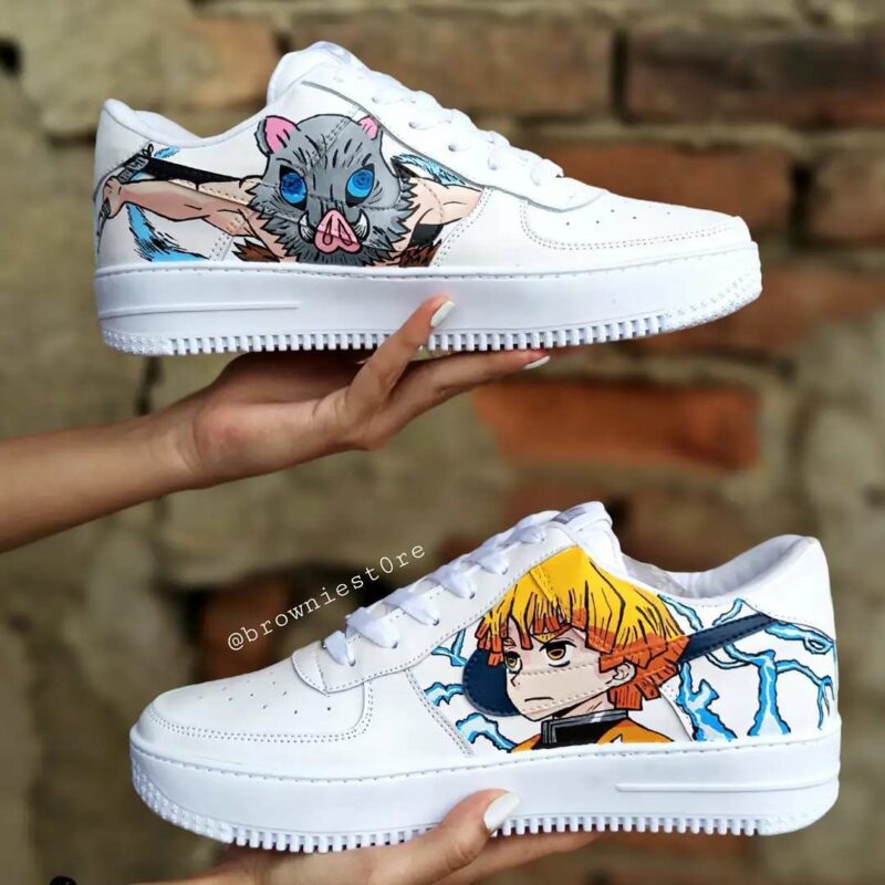 Demon Slayer Kimetsu no Yaiba - Inosuke x Zenitsu x Tanjiro x Nezuko Air Force 1 Custom