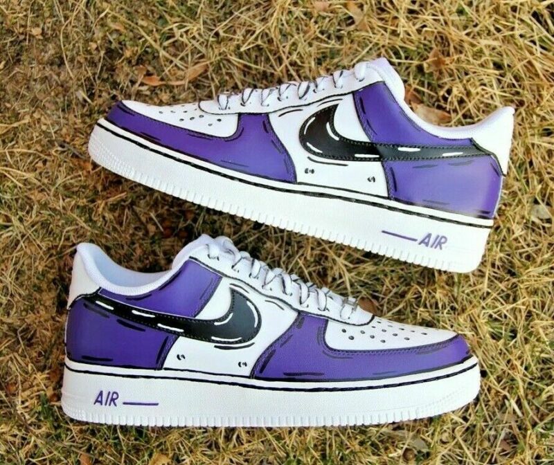 Cartoon Purple Black Outline Air Force 1 Custom