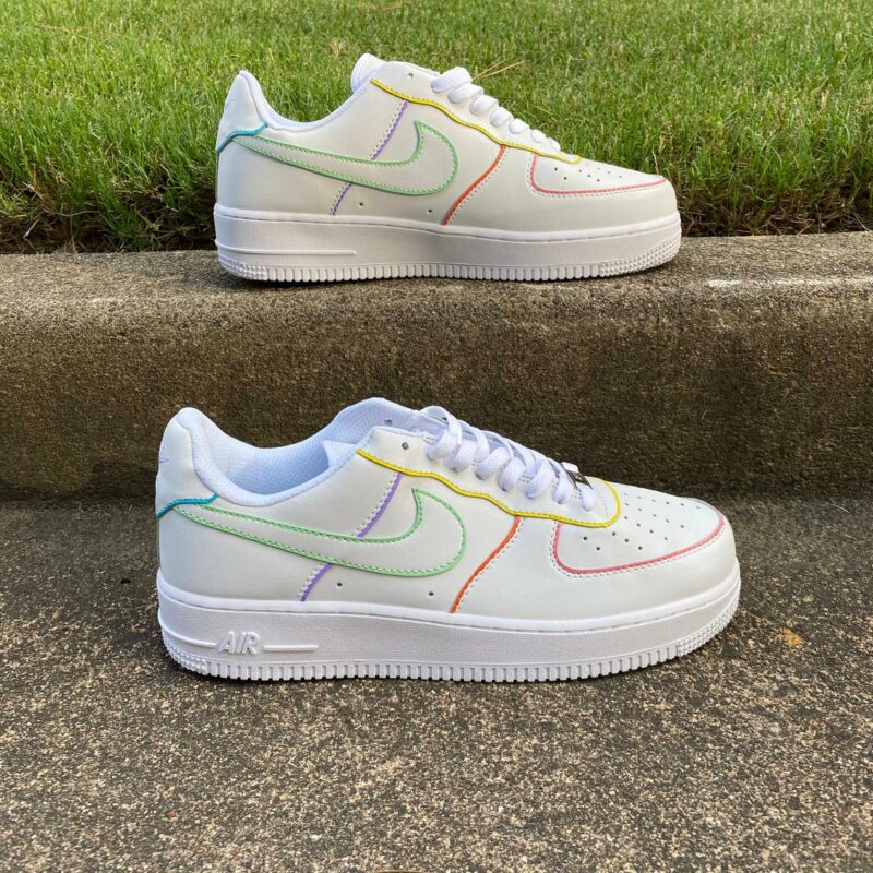 Outline Pastel Blue Green Purple Yellow Orange Pink Air Force 1 Custom