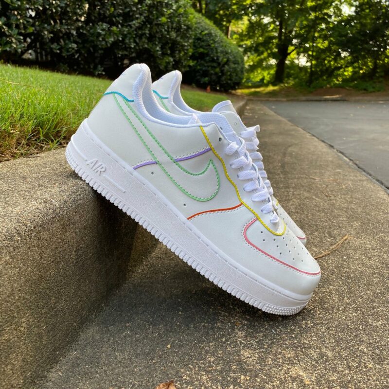 Outline Pastel Blue Green Purple Yellow Orange Pink Air Force 1 Custom