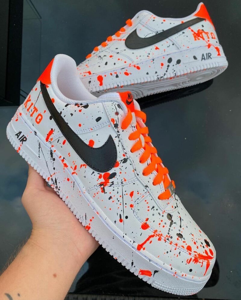 Orange and Black Splatter Air Force 1 Custom