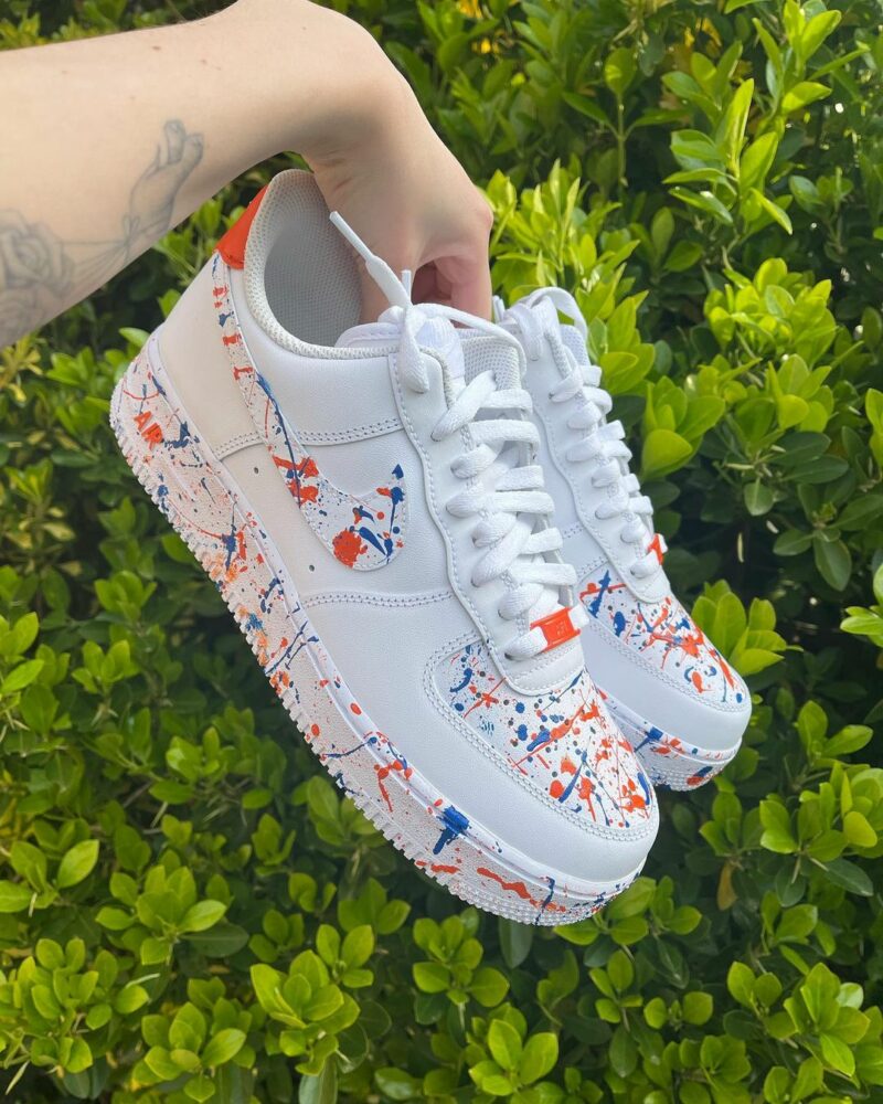 Orange and Blue Splatter Air Force 1 Custom