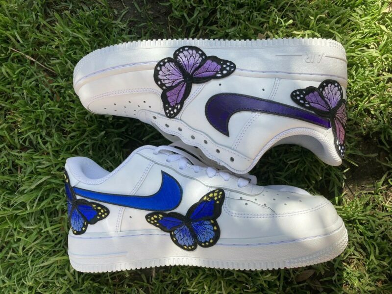 Purple Blue Embroidered Butterfly Air Force 1 Custom