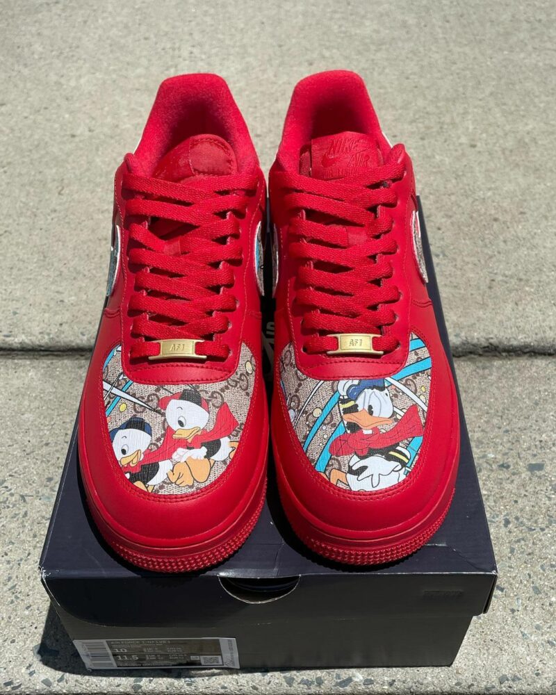 Red Donald Duck Gucci Air Force 1 Custom