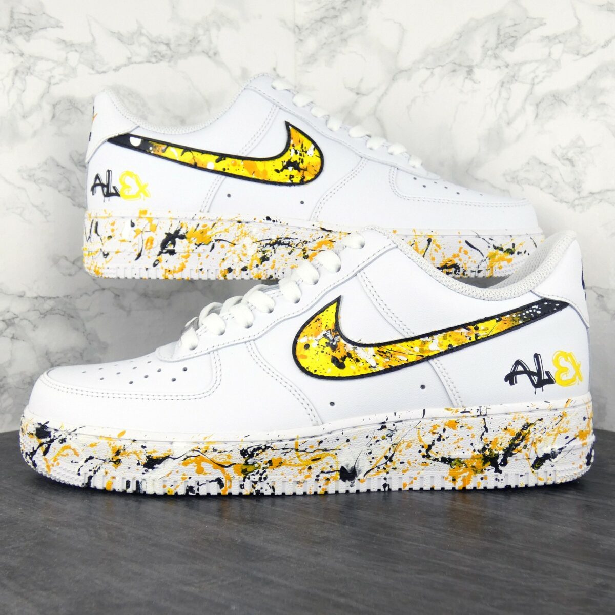 Splash Black and Yellow Air Force 1 Custom