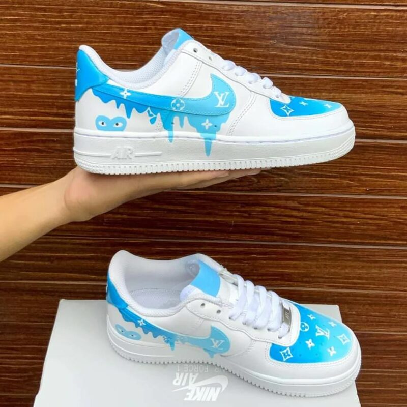 Blue Drip Heart Luxury Air Force 1 Custom