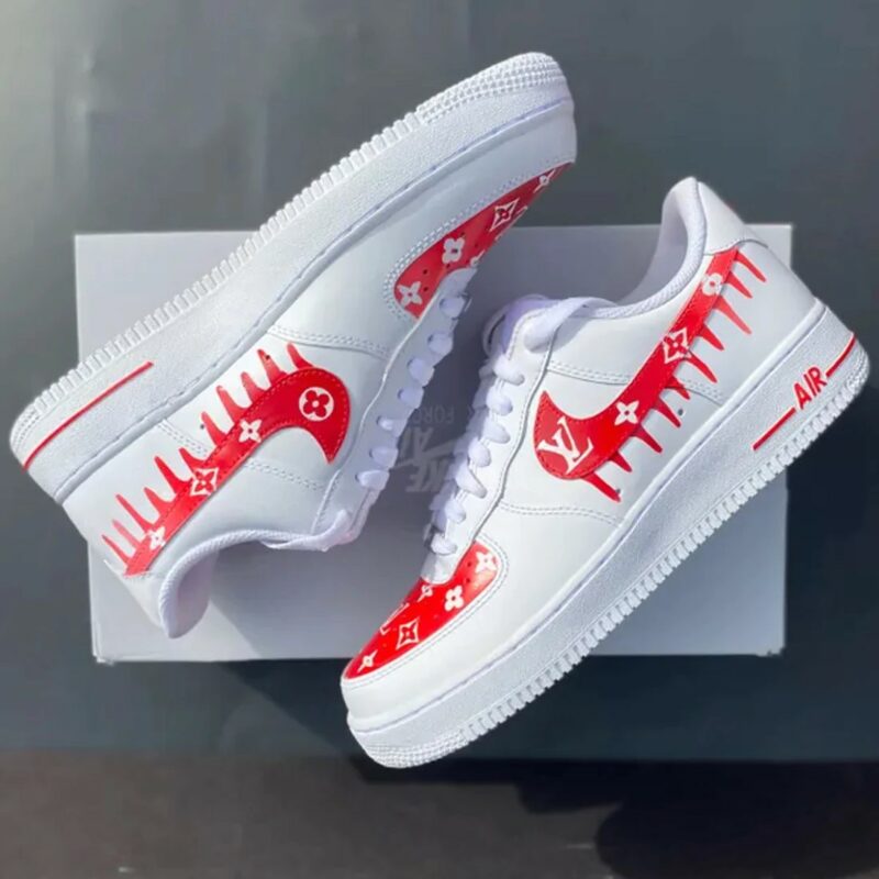 Red Luxury Drip Air Force 1 Custom