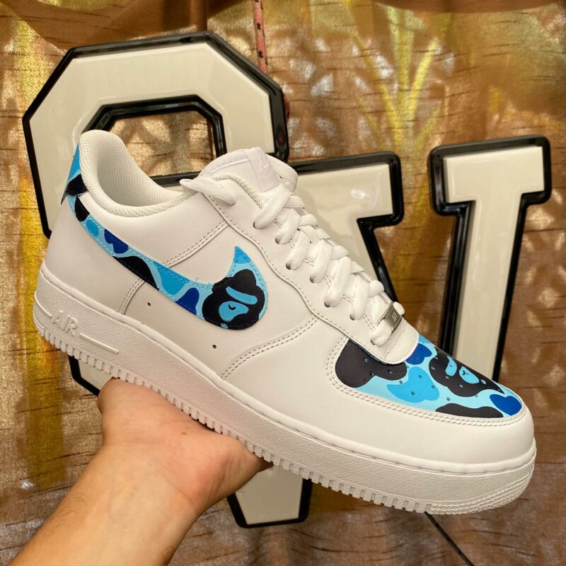 Blue Bape Air Force 1 Custom