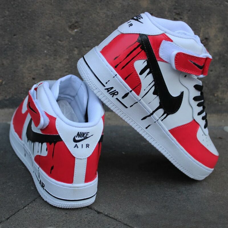 Red and Black Drip Air Force 1 Custom