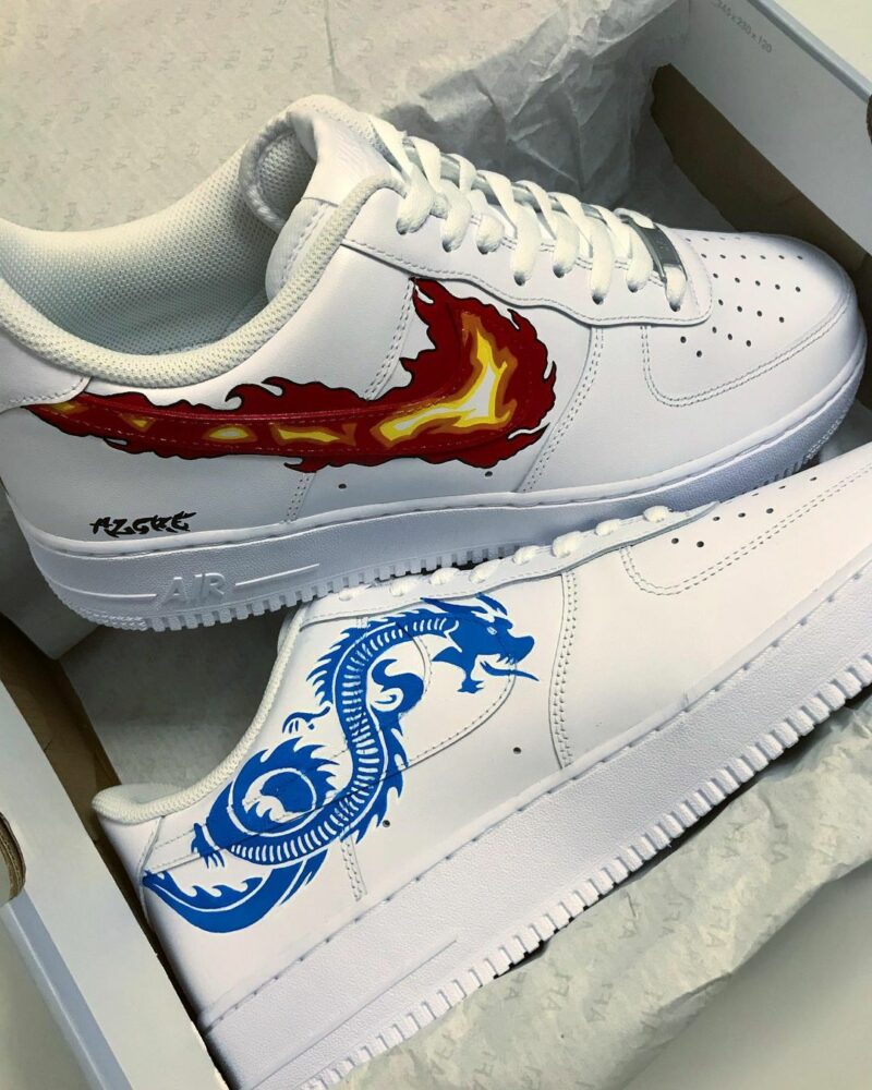 Fire x Water Air Force 1 Custom, Custom Hand Painted Shoes - KingShooz Shop