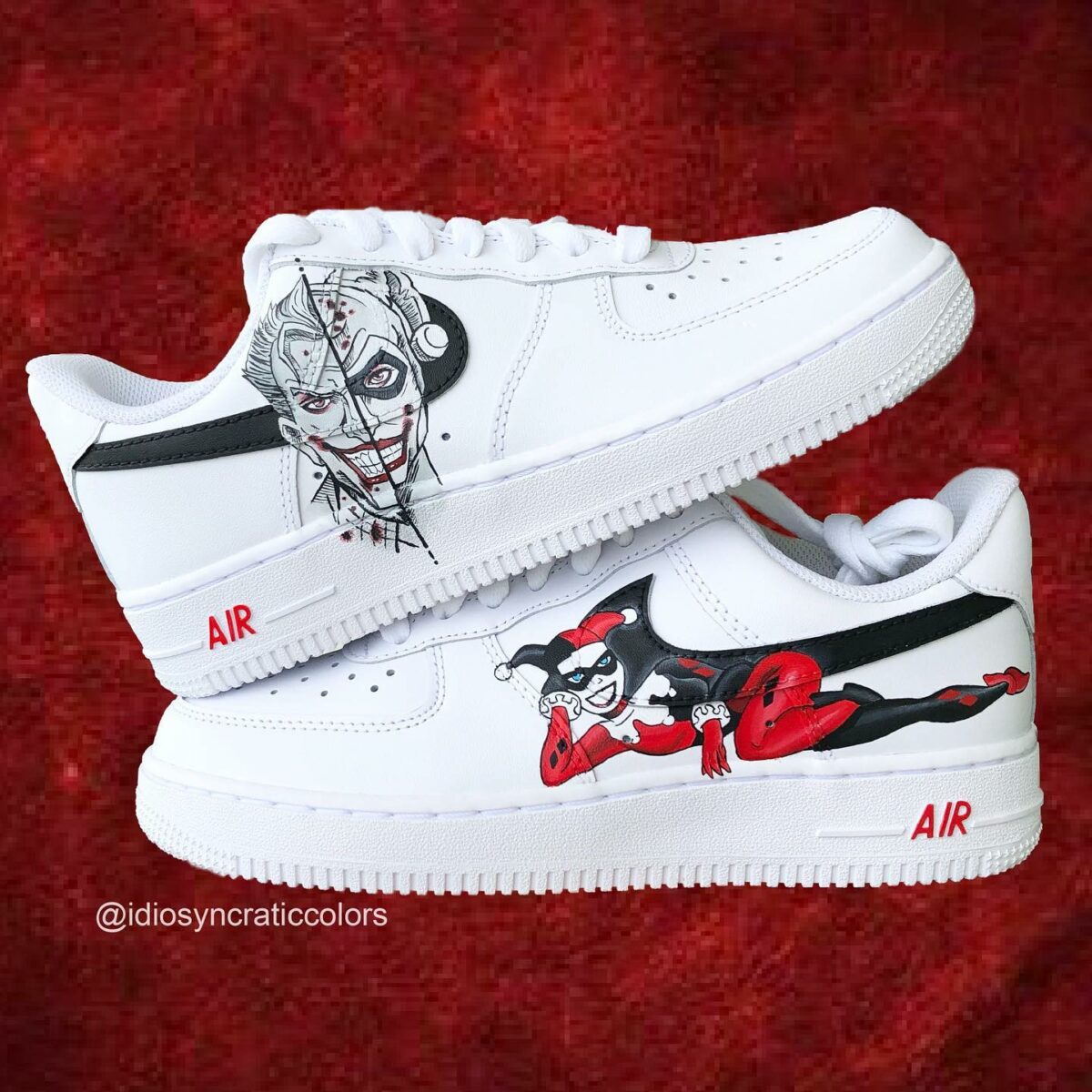 Joker x Harley Quinn Air Force 1 Custom, Custom Sneakers, Air Force 1 ...