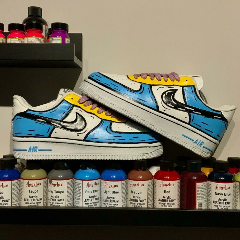 Yellow and Blue Cartoon Air Force 1 Custom